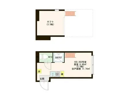 LATELIER(ワンルーム/1階)の間取り写真