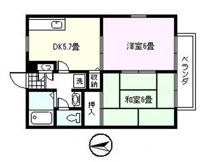 クレールメゾン吉野B棟(2DK/2階)の間取り写真