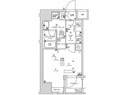 スカイコート江東住吉(1K/8階)の間取り写真