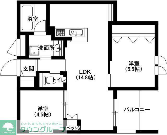 WIND VALLEY(2LDK/1階)の間取り写真