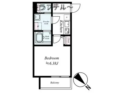 GRADUS 武蔵藤沢II(1K/2階)の間取り写真