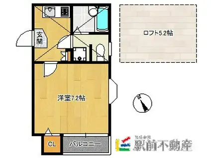 ピュア姪浜拾番館(1K/1階)の間取り写真