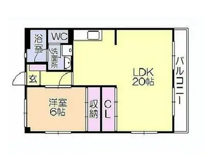 翠水ビル(1LDK/3階)の間取り写真