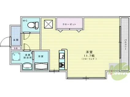 GROOVE江坂(ワンルーム/4階)の間取り写真