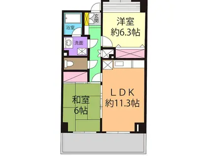 アプリ新横浜(2LDK/6階)の間取り写真