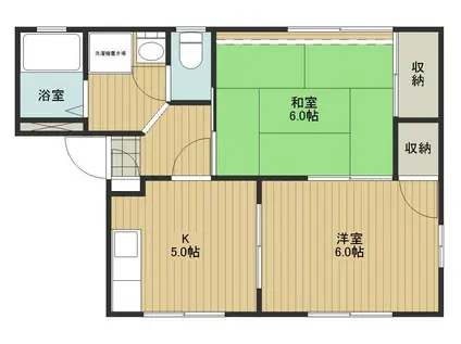 パティオ上山(2K/1階)の間取り写真