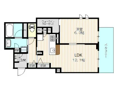 ジュヌ メナージュ(1LDK/2階)の間取り写真