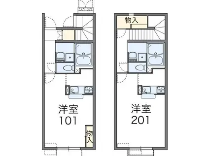 レオネクストエストロワールドゥ(1K/1階)の間取り写真