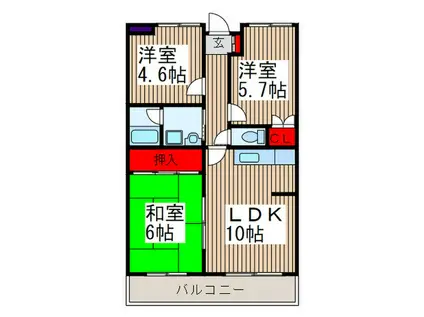 ベルメゾン武蔵浦和(3LDK/4階)の間取り写真
