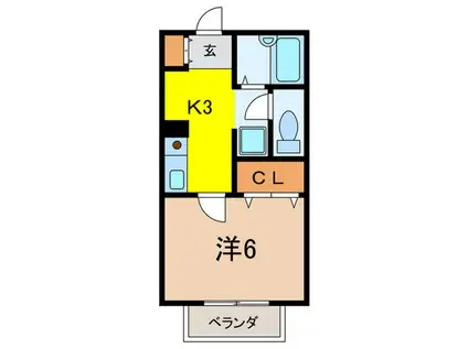 グレース仁川III(1K/1階)の間取り写真