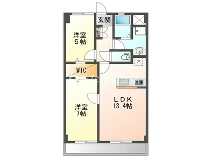 グランドールIII(2LDK/3階)の間取り写真