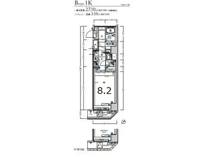 XEBEC東日暮里II(1K/3階)の間取り写真