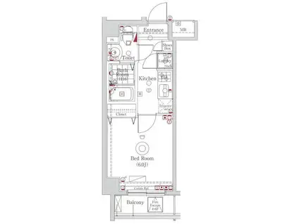 AXAS門前仲町(1K/2階)の間取り写真