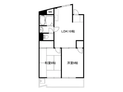 徳丸パークハイツ(2LDK/2階)の間取り写真