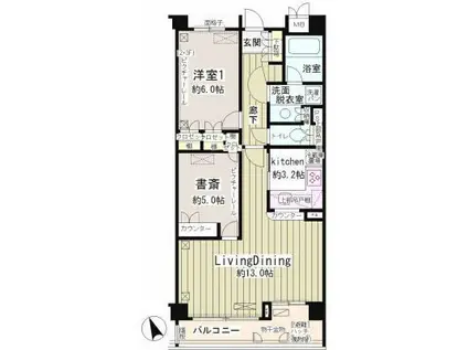 PARKRESIDENCE戸越公園 パークレジデンス戸越公園(2LDK/3階)の間取り写真