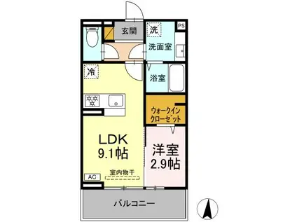 メゾングレイス(1LDK/3階)の間取り写真