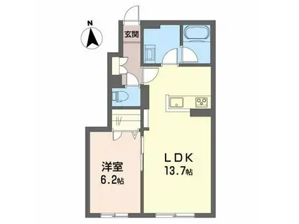 シャーメゾン河辺(1LDK/1階)の間取り写真