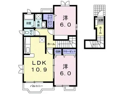 プレコリーヌVII(2LDK/2階)の間取り写真