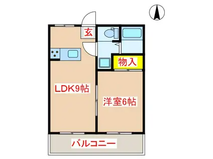 隼人マンション(1LDK/3階)の間取り写真