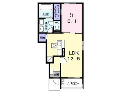グランディールC-1(1LDK/1階)の間取り写真