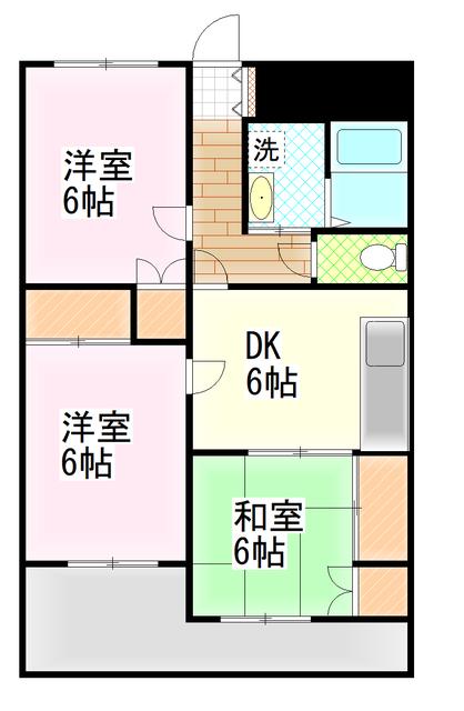 マンション桂B(3DK/1階)の間取り写真