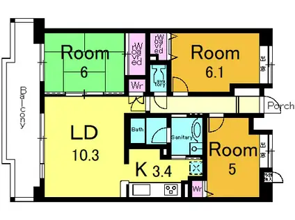 シャリエ長岡京(3LDK/2階)の間取り写真