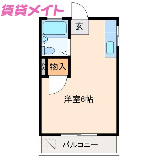 八代ハイツ(ワンルーム/2階)の間取り写真