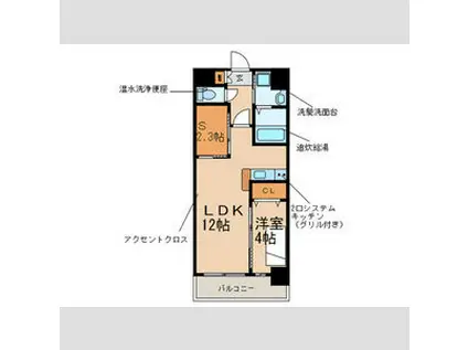 プレステージプレミアム久留米本町(1SLDK/9階)の間取り写真