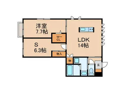 シャルムドミールB(1SLDK/2階)の間取り写真