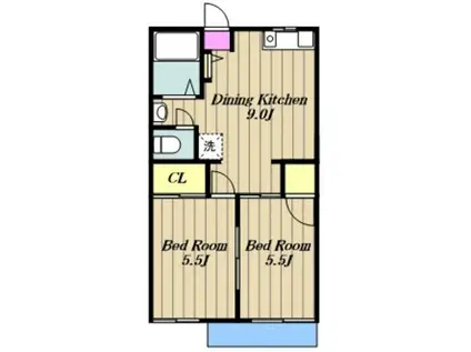 ヴェルドミールI番館(2DK/1階)の間取り写真