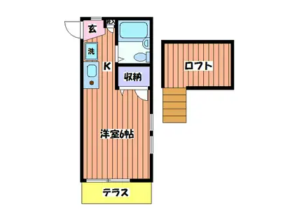 ネトル5(1K/2階)の間取り写真