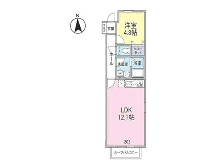 メゾン ドゥ カメリア(1LDK/2階)の間取り写真