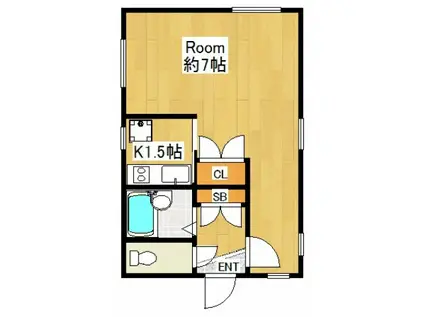 ビバリーホームズ笹塚AP(1K/1階)の間取り写真