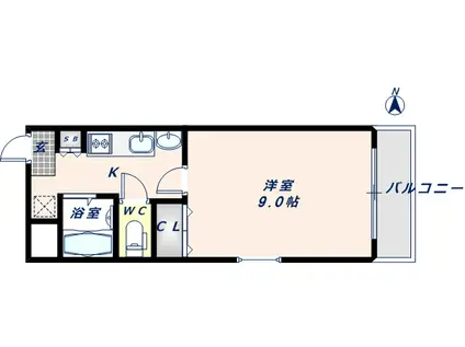 リバーライズ高井田(1K/2階)の間取り写真