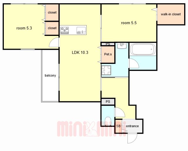 HEBEL MAISON 六甲篠原中町(2LDK/2階)の間取り写真
