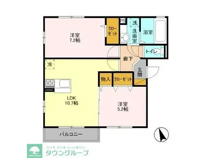 ソーレルーチェ(2LDK/2階)の間取り写真