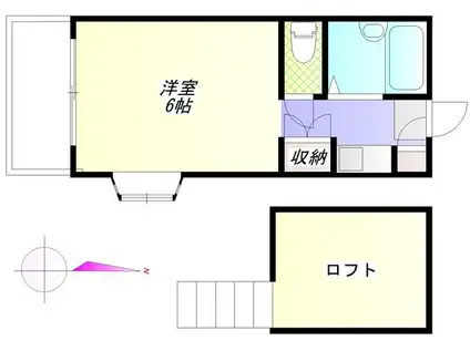 第3シャンポール(ワンルーム/1階)の間取り写真