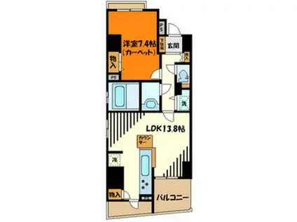 ライオンズマンション八王子シティ壱番館(1LDK/4階)の間取り写真