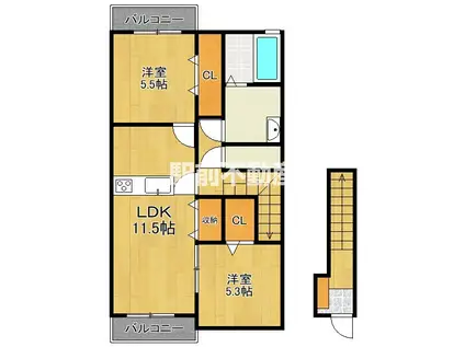 THE NOBLES TERRACE(2LDK/2階)の間取り写真