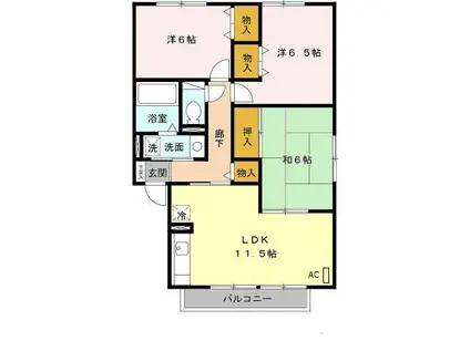 グリーンフォーレスト伊丹C棟(3LDK/1階)の間取り写真