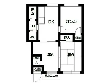 エステェートピアKEN(3DK/1階)の間取り写真