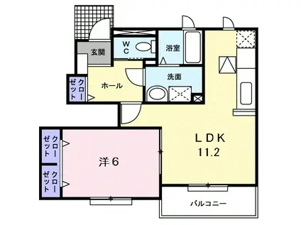 ラフレシール三日市(1LDK/1階)の間取り写真