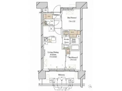 ブランシエスタ新丸子リバーフロ(2LDK/8階)の間取り写真