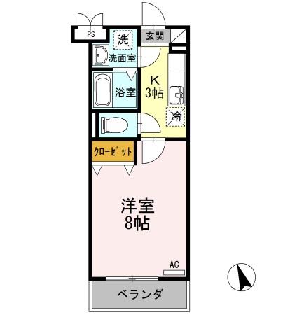 アーベント(1K/1階)の間取り写真