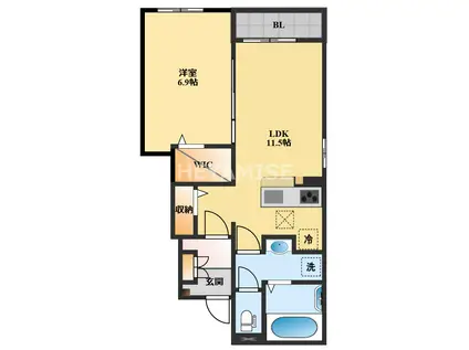 ヴィトーリア(1LDK/1階)の間取り写真