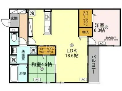 グリーンコート淡路(2LDK/3階)の間取り写真