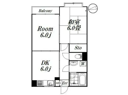 クレシーダ(2DK/3階)の間取り写真