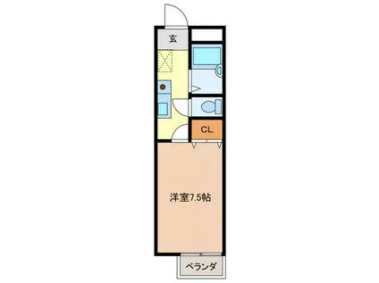 サウスゲート(1K/1階)の間取り写真