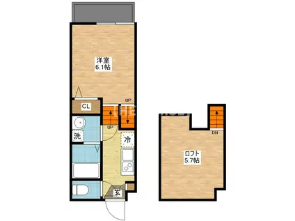 デ・クメール新大村駅前(1SK/2階)の間取り写真