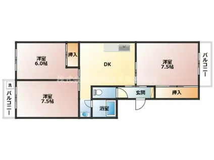 PALMIZIO瓢箪山(3DK/5階)の間取り写真